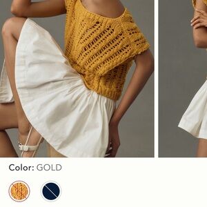 Anthropologie gold asymmetrical sweater.